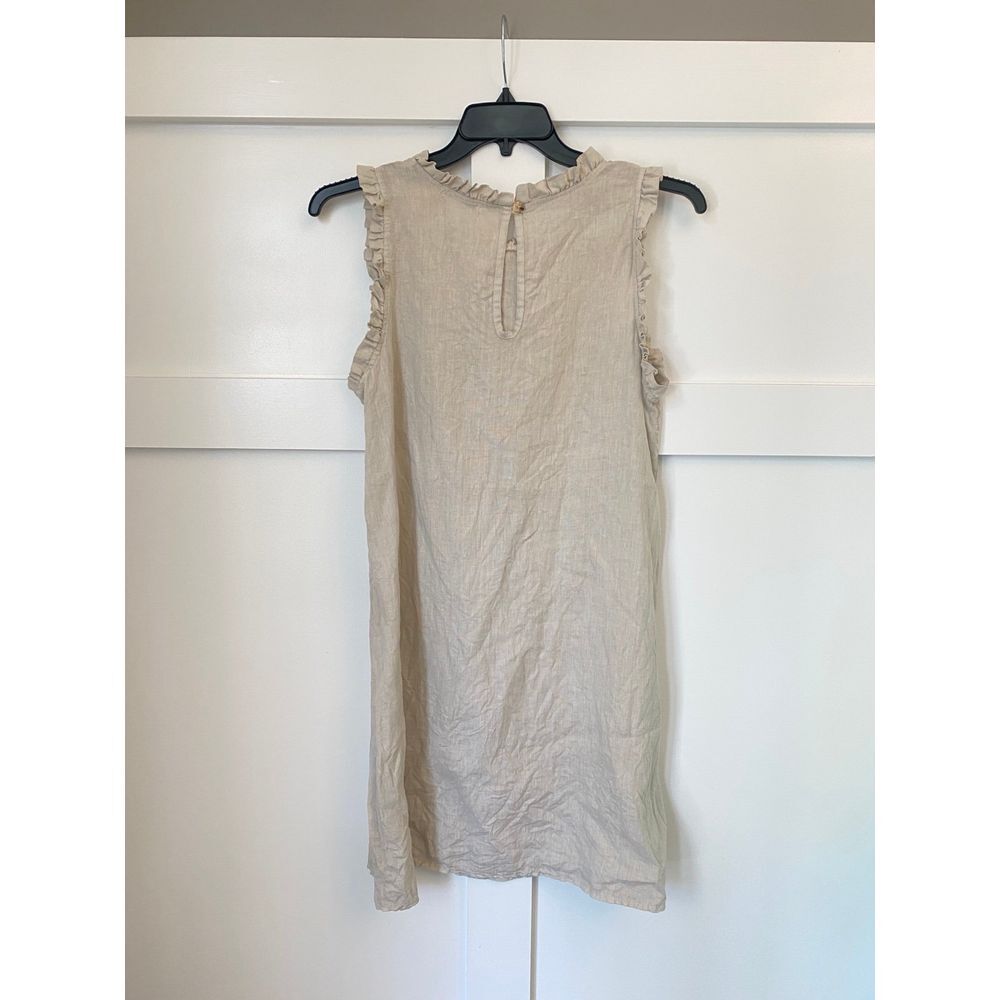 Tan Linen dress with ruffle detail size large‎ - Picture 3 of 4